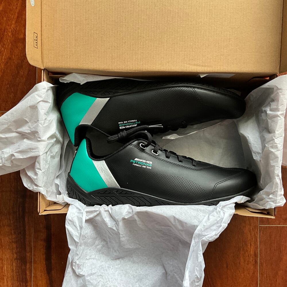 New Puma Mercedes AMG Cat Lace Up Sz 10.5 Black Sneakers Casual Shoes Formula 1
